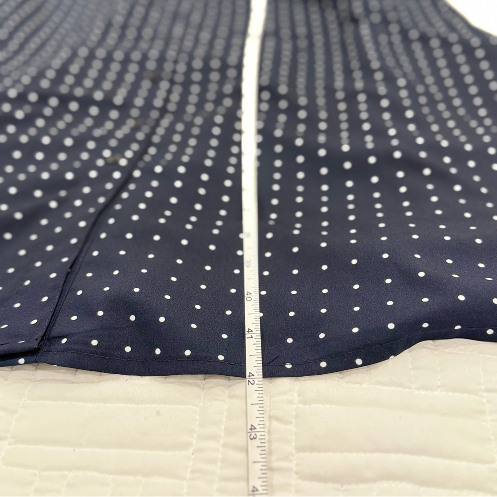 Elegant Navy Polka Dot Dress - Picture 8 of 9